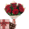 фото товара 7 красных роз с конфетами