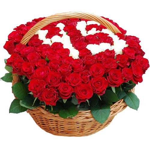 Фото товара Троянди з числами у кошику