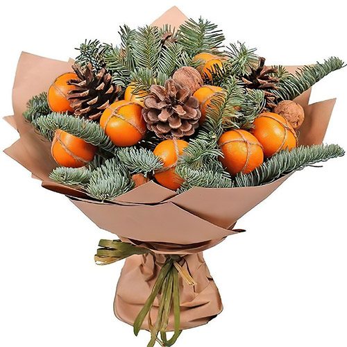 Фото товара Новогодний букет с мандаринами