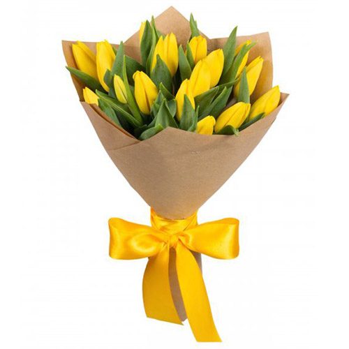 Фото товара 15 жовтих тюльпанів