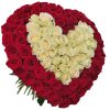 Фото товара 101 троянда серце (червона та біла)