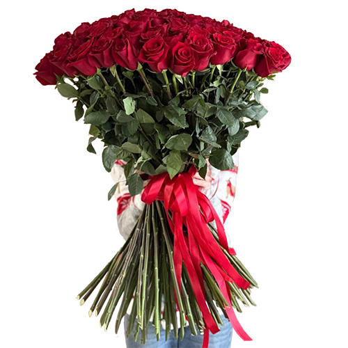 Фото товара 101 роза "Фридом" метровая